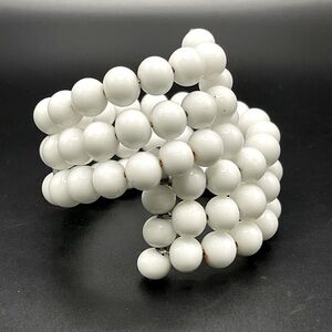 SOLD-Vintage Milk Glass 3-Strand Memory Wire Wrap Bracelet